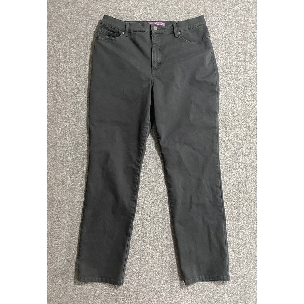 Gloria Vanderbilt Amanda Jeans Womens Black Straight Leg Stretch Size 14